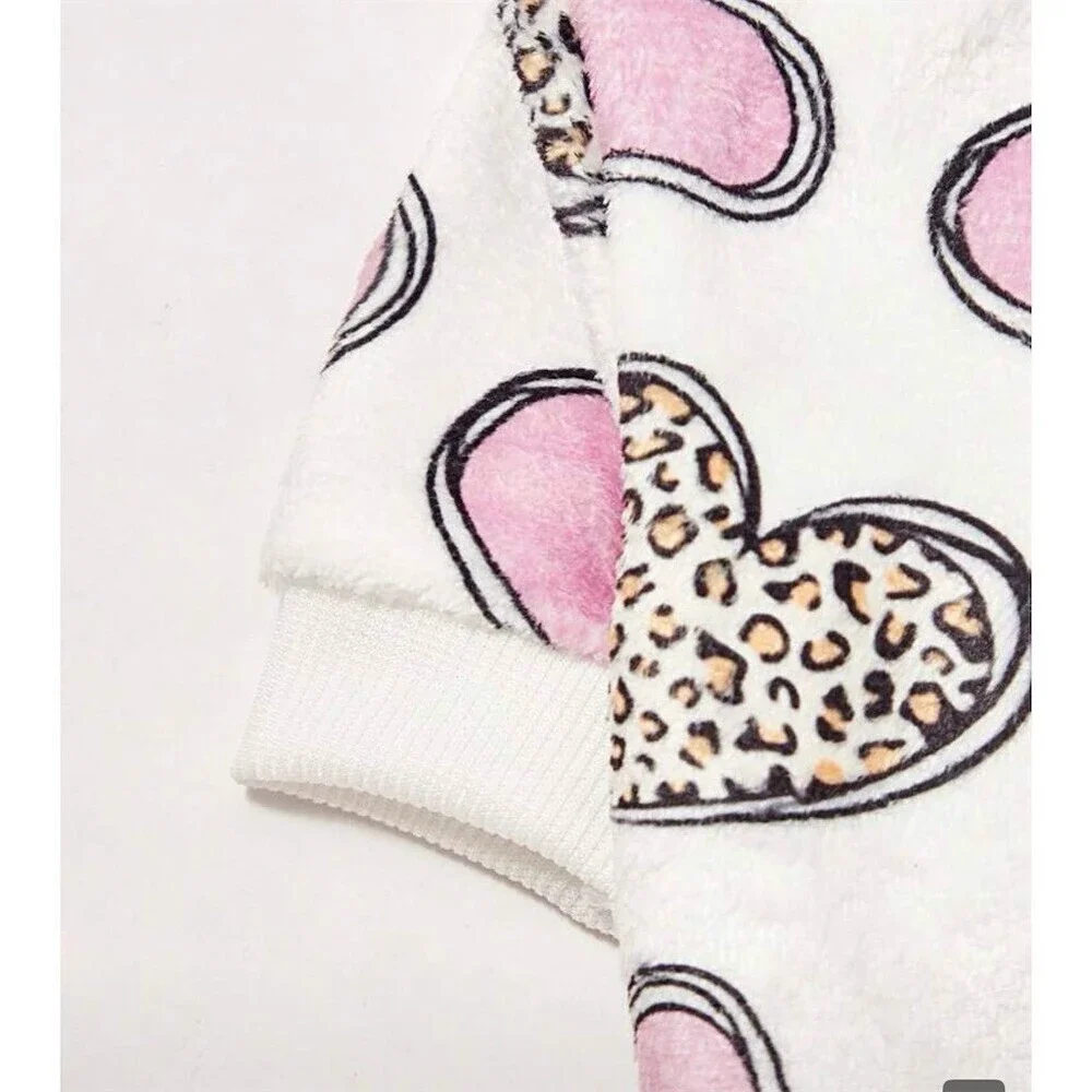 PETSIN Dog Sweatshirt Small Pink Hearts Leopard Print